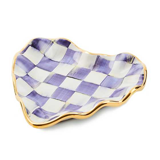 MacKenzie-Childs Unclassified Plum Check Fluted Ceramic Heart Plate