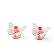 MacKenzie-Childs Unclassified Rosy Check Butterfly Candle Holders, Set of 2