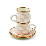 MacKenzie-Childs Unclassified Rosy Check Espresso Cup & Saucer Set