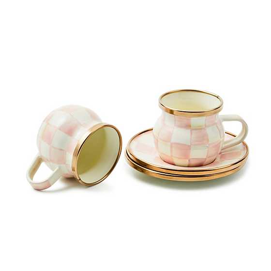MacKenzie-Childs Unclassified Rosy Check Espresso Cup & Saucer Set