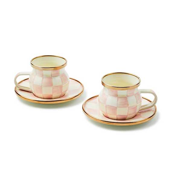 MacKenzie-Childs Unclassified Rosy Check Espresso Cup & Saucer Set