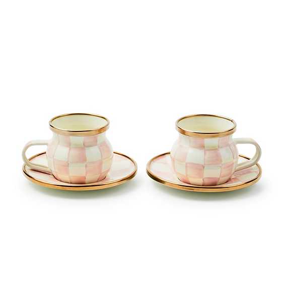 MacKenzie-Childs Unclassified Rosy Check Espresso Cup & Saucer Set
