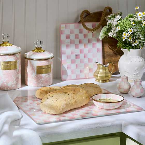 MacKenzie-Childs Unclassified Rosy Check Glass Cutting Board, Set of 2