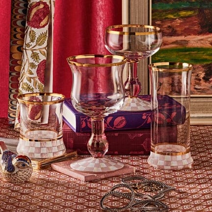 MacKenzie-Childs Unclassified Rosy Check Highball Glass, Set of 2