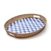 MacKenzie-Childs Unclassified Royal Check Enamel & Rattan Party Tray