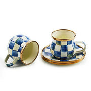 MacKenzie-Childs Unclassified Royal Check Espresso Cup & Saucer Set