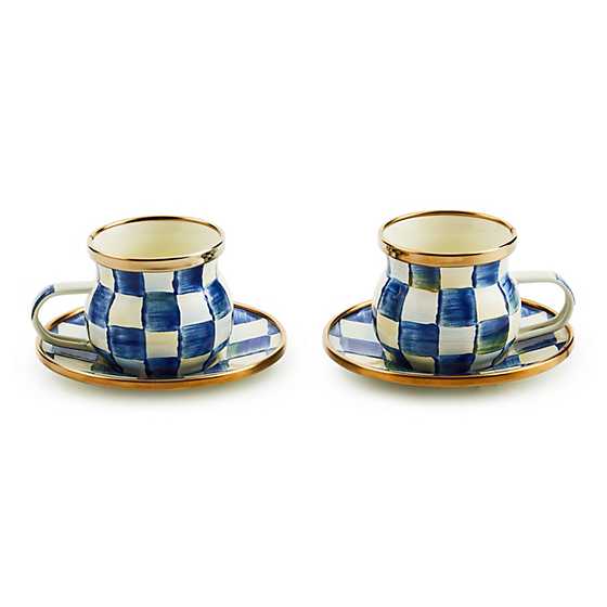 MacKenzie-Childs Unclassified Royal Check Espresso Cup & Saucer Set