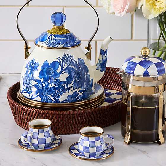 MacKenzie-Childs Unclassified Royal Check Espresso Cup & Saucer Set