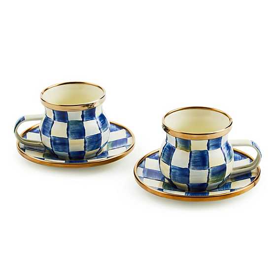 MacKenzie-Childs Unclassified Royal Check Espresso Cup & Saucer Set