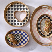MacKenzie-Childs Unclassified Royal Check Large Enamel & Rattan Serving Tray