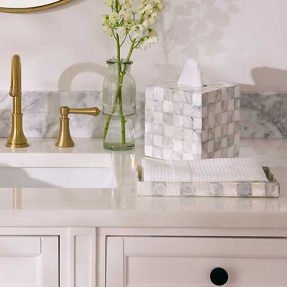 Vanity Check MacKenzie-Childs Sterling Check Capiz Vanity Tray — Treasured Accents