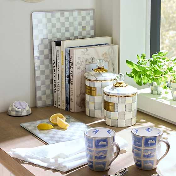 MacKenzie-Childs Unclassified Sterling Check Glass Cutting Board, Set of 2