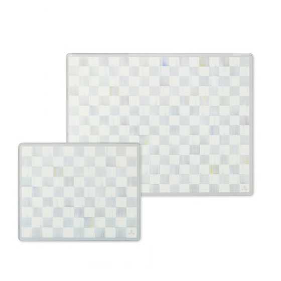 MacKenzie-Childs Unclassified Sterling Check Glass Cutting Board, Set of 2