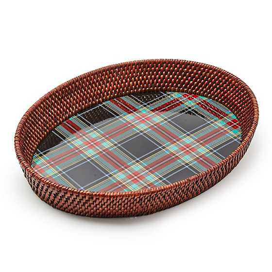 MacKenzie-Childs Unclassified Tartan Large Black Rattan Serving Tray
