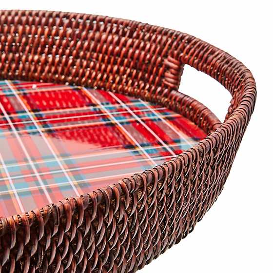 MacKenzie-Childs Unclassified Tartan Red Rattan Party Serving Tray