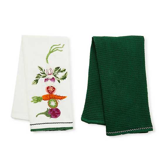 MacKenzie-Childs Unclassified Vegetable Embroidered Dish Towels, Set of 2