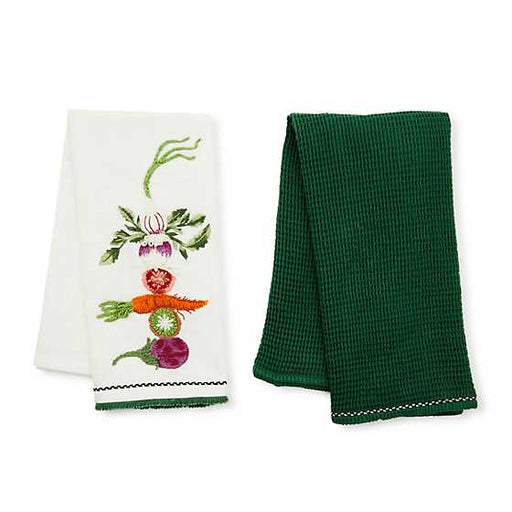 MacKenzie-Childs Unclassified Vegetable Embroidered Dish Towels, Set of 2