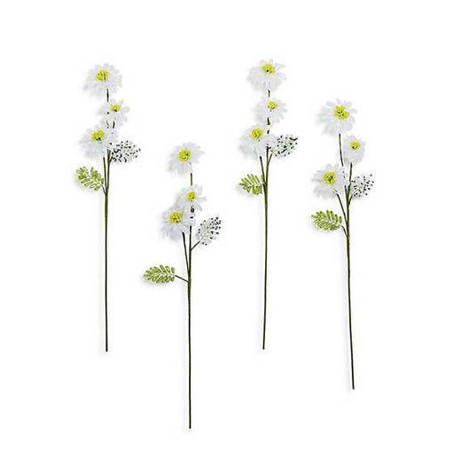 MacKenzie-Childs Unclassified White Daisy Beaded Flower Stem, Set of 4