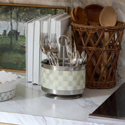 MacKenzie-Childs Utensil Holder Mackenzie-Childs Sterling Check Supper Club Flatware Caddy