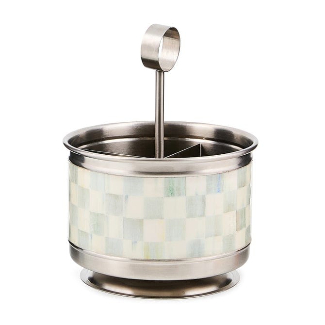 MacKenzie-Childs Utensil Holder Mackenzie-Childs Sterling Check Supper Club Flatware Caddy