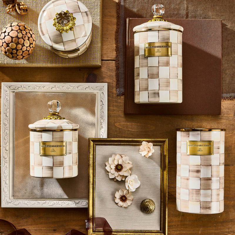 MacKenzie-Childs Utensil Holder Mocha Check Utensil Holder