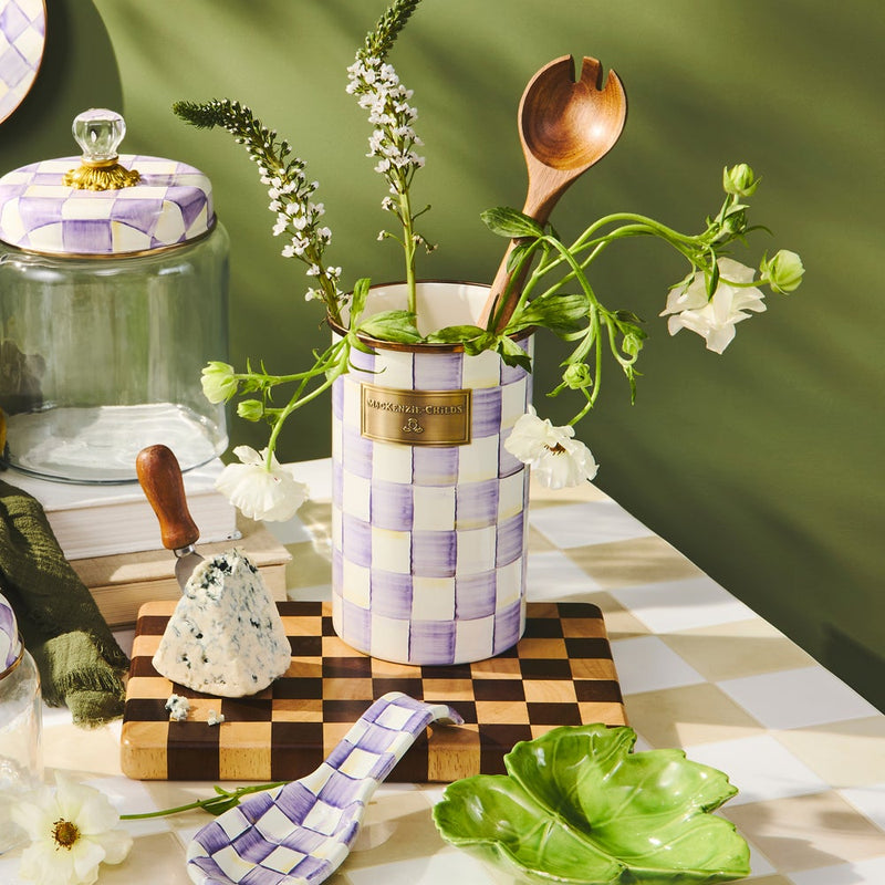 MacKenzie-Childs Utensil Holder Violet Check Utensil Holder