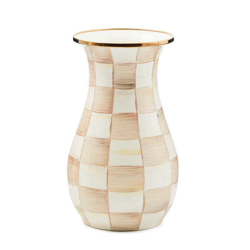 MacKenzie-Childs Vase Mocha Check Tall Vase