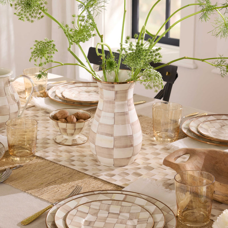 MacKenzie-Childs Vase Mocha Check Tall Vase