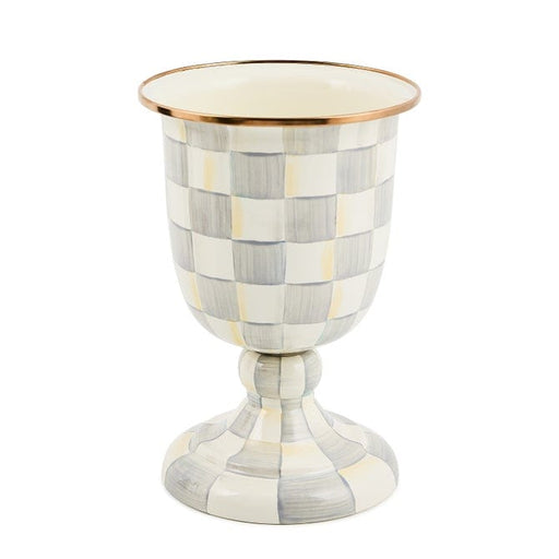 MacKenzie-Childs Vase Sterling Check Pedestal Vase