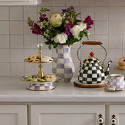 MacKenzie-Childs Vase Violet Check Tall Vase