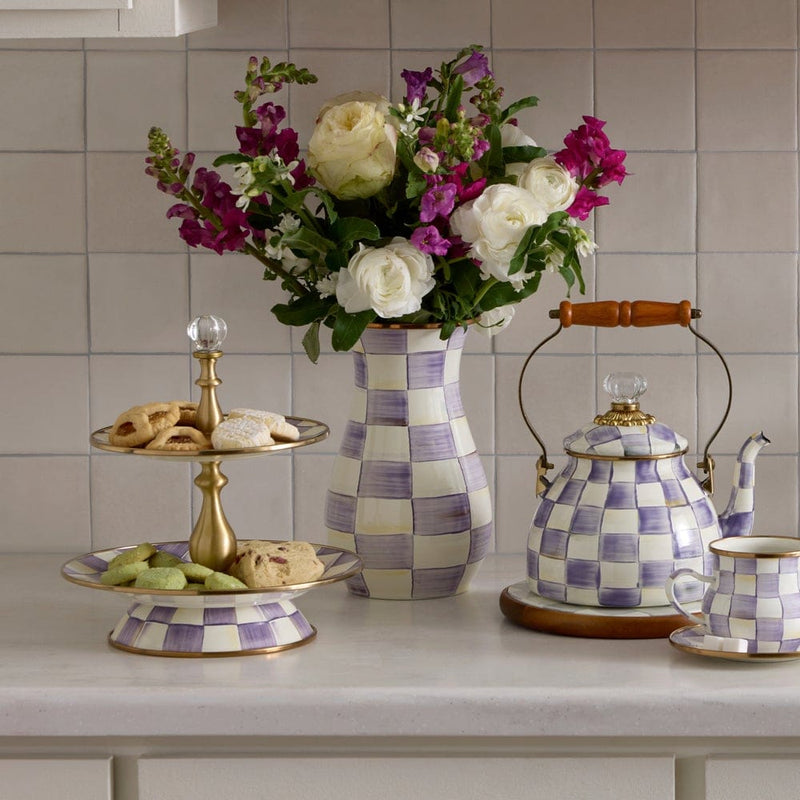MacKenzie-Childs Vase Violet Check Tall Vase