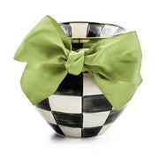 MacKenzie-Childs Vases courtly check enamel vase - green bow