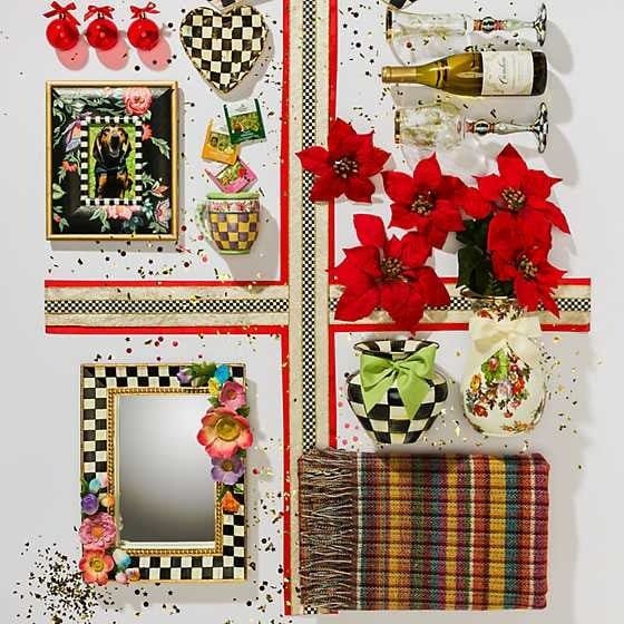 MacKenzie-Childs Vases courtly check enamel vase - green bow