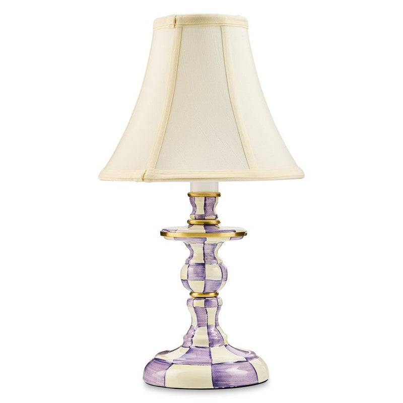MacKenzie-Childs Violet Check Candlestick Lamp