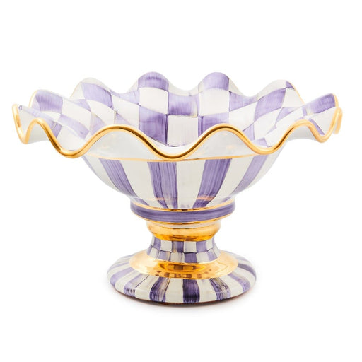 MacKenzie-Childs Violet Check Ceramic Compote