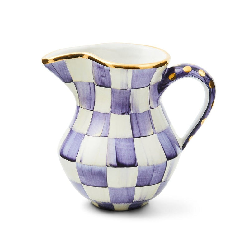 MacKenzie-Childs Violet Check Ceramic Creamer