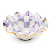 MacKenzie-Childs Violet Check Ceramic Fluted Breakfast Bowl