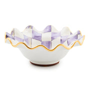 MacKenzie-Childs Violet Check Ceramic Fluted Breakfast Bowl