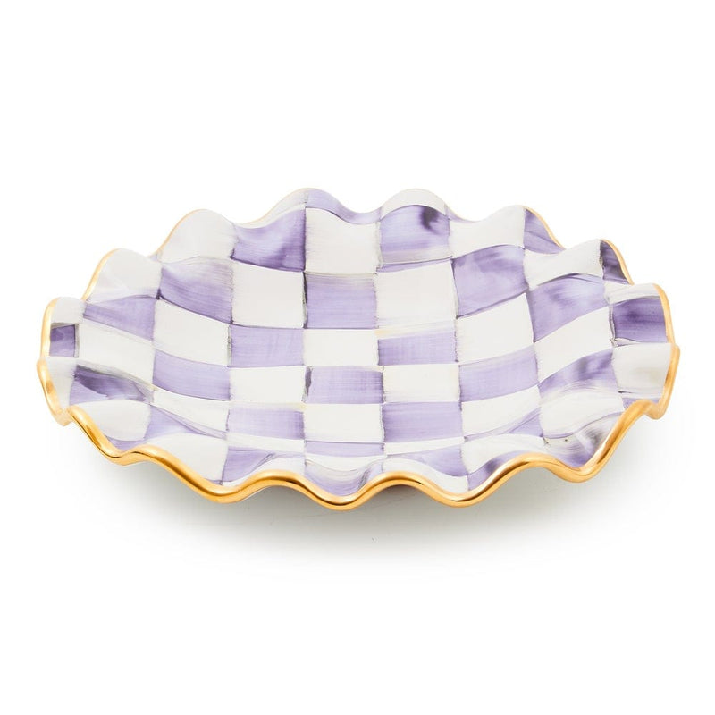MacKenzie-Childs Violet Check Ceramic Fluted Dessert Plate