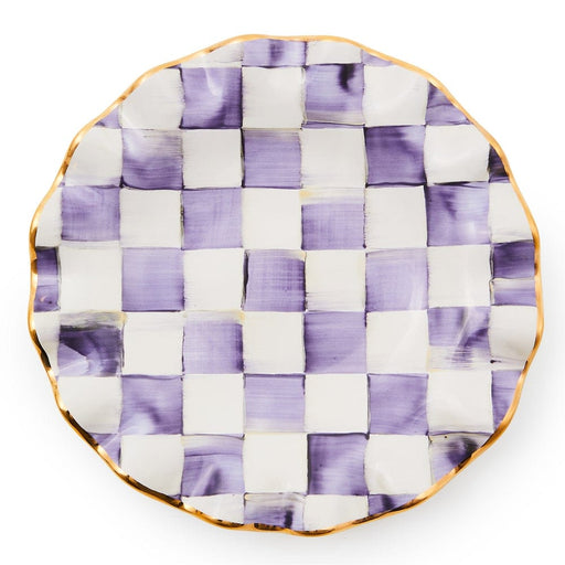MacKenzie-Childs Violet Check Ceramic Fluted Dessert Plate