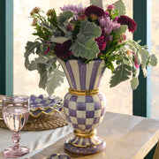 MacKenzie-Childs Violet Check Ceramic Great Vase