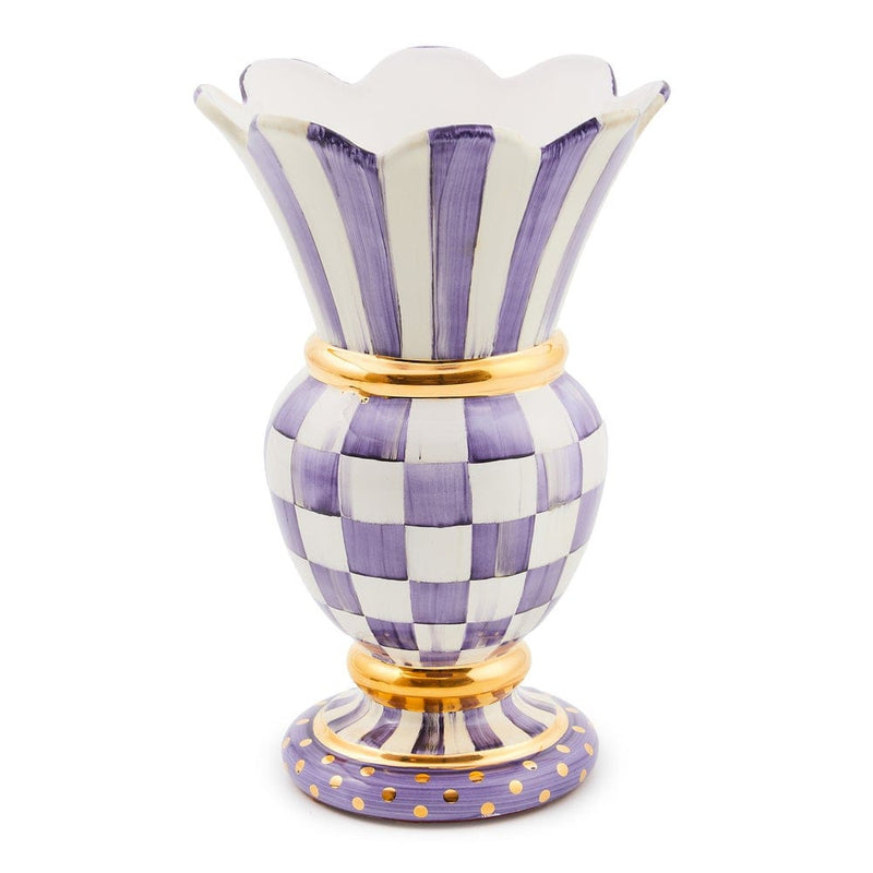 MacKenzie-Childs Violet Check Ceramic Great Vase