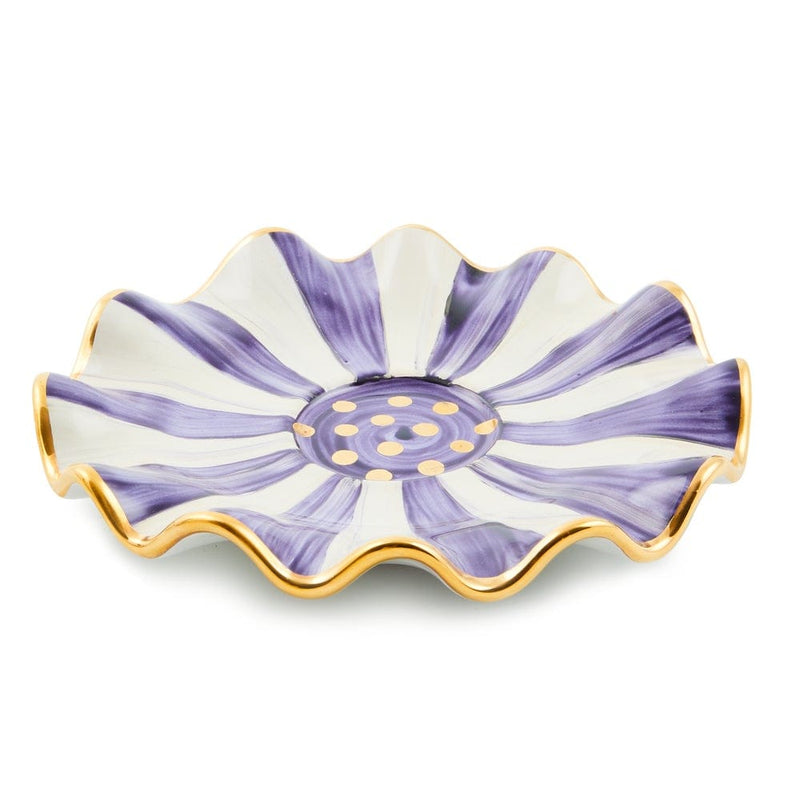MacKenzie-Childs Violet Check Ceramic Saucer