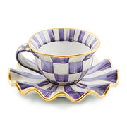 MacKenzie-Childs Violet Check Ceramic Saucer