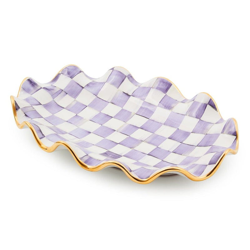 MacKenzie-Childs Violet Check Ceramic Serving Platter