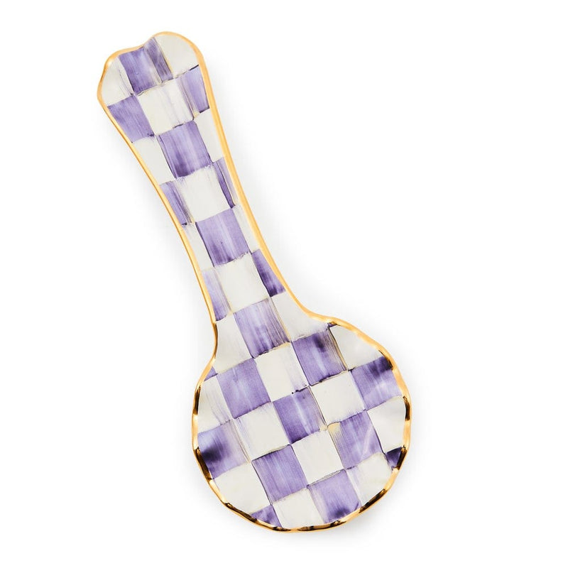 MacKenzie-Childs Violet Check Ceramic Spoon Rest