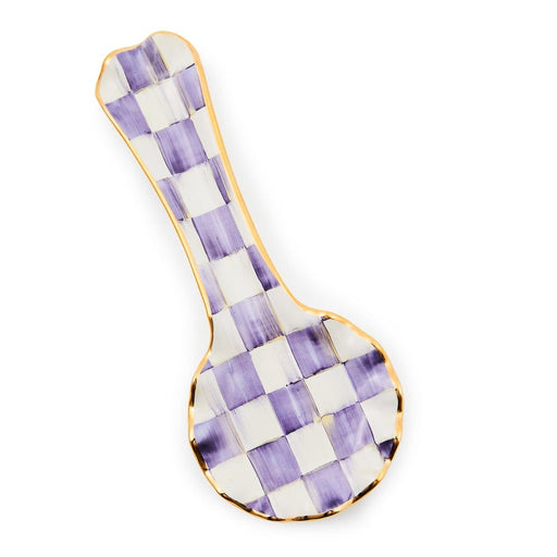 MacKenzie-Childs Violet Check Ceramic Spoon Rest