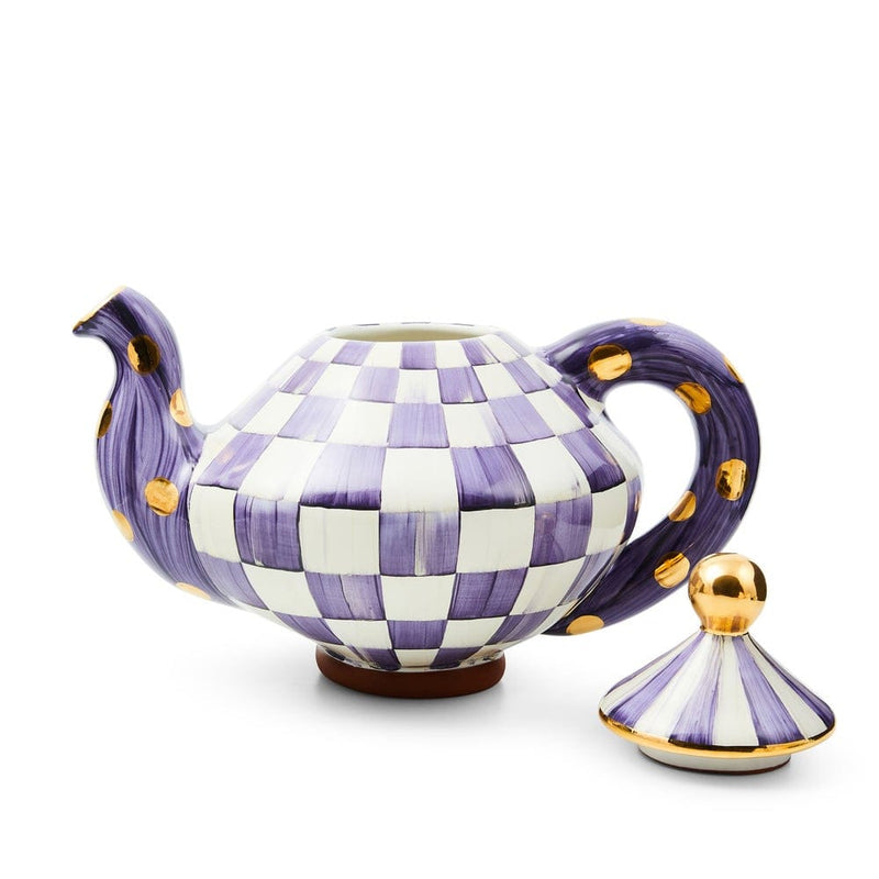 MacKenzie-Childs Violet Check Ceramic Teapot