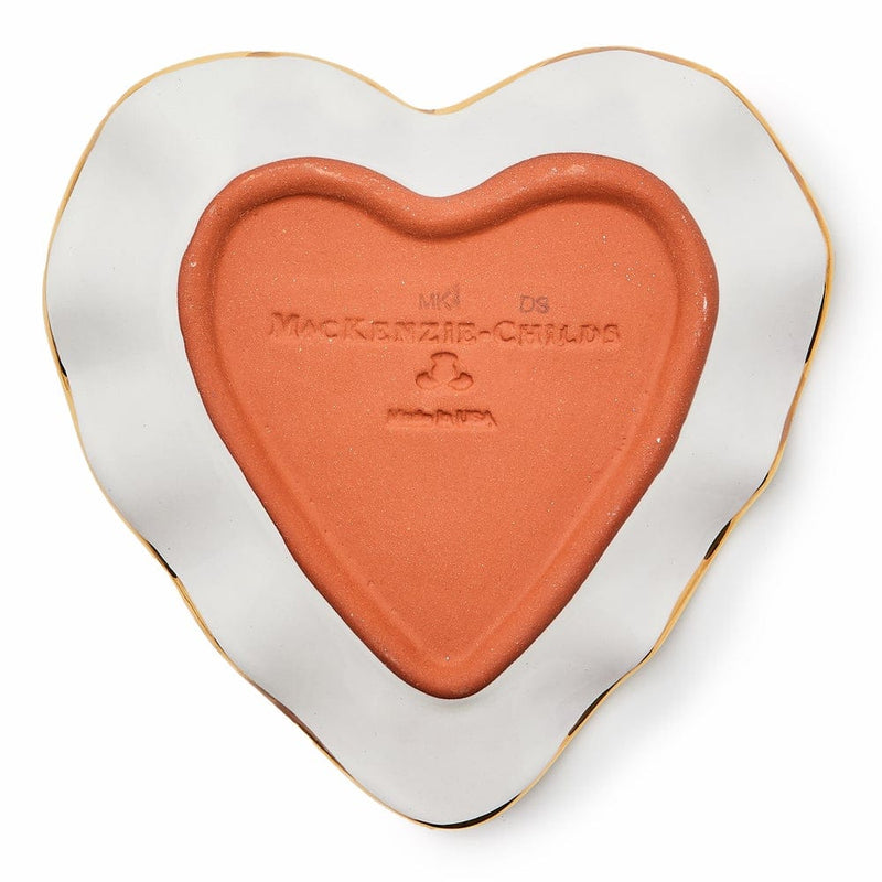 MacKenzie-Childs Violet Check Fluted Ceramic Heart Plate