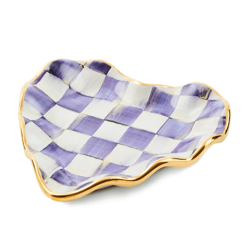 MacKenzie-Childs Violet Check Fluted Ceramic Heart Plate